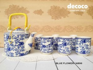 CAPODIMONTE-TEA-SET-JEPANG-BLUE-FLOWER